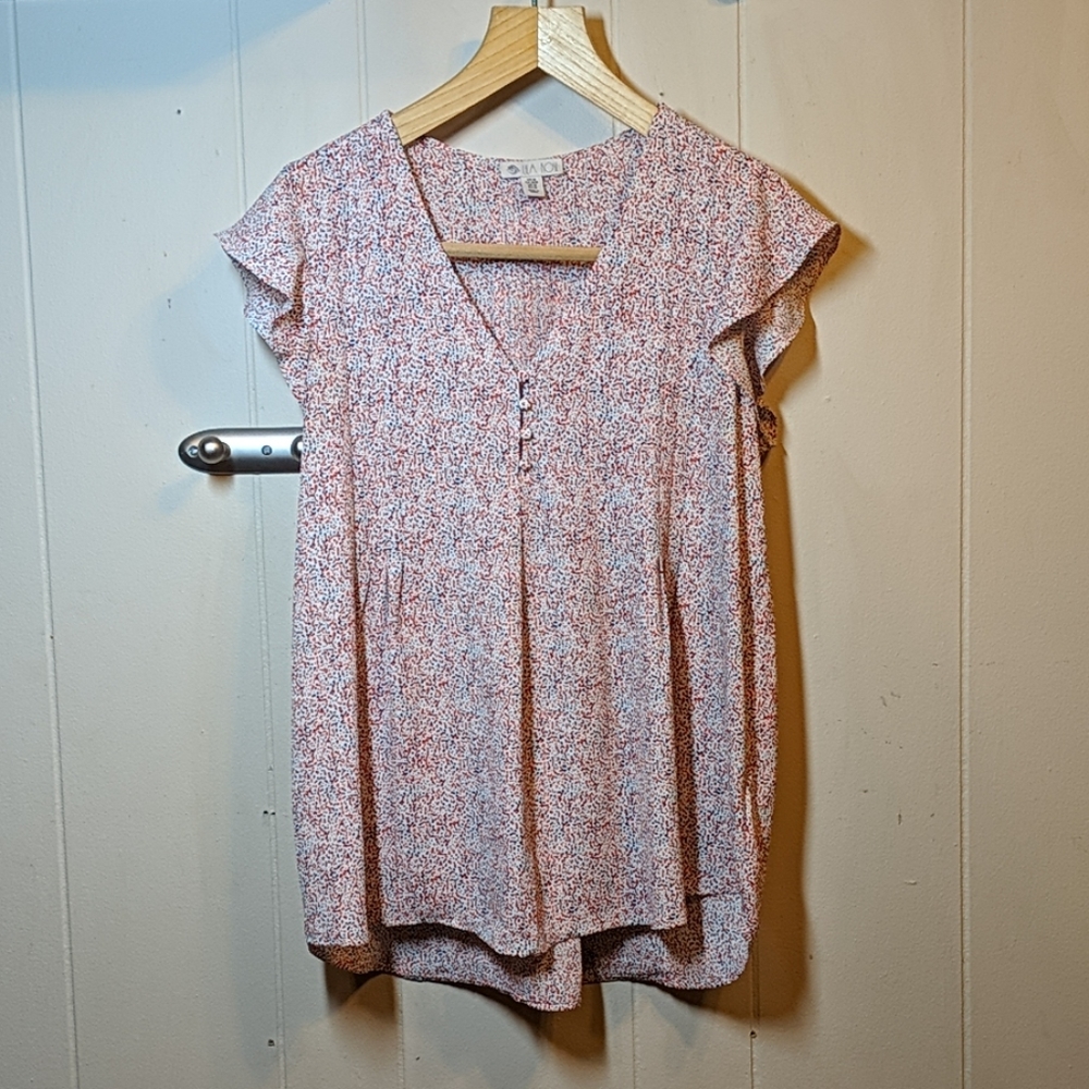 Lila Rose ruffle sleeve blouse Sz M